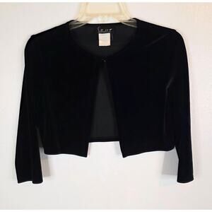 Biscotti Velvet Black Cropped One Button Long Sleeve Jacket Girl's Size 16